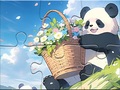 Mäng Jigsaw Puzzle: Basket Flower Panda