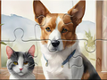 Mäng Jigsaw Puzzle: Oil Painting Dog And Cat