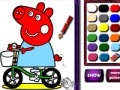 Mäng Piggy on bike. Coloring