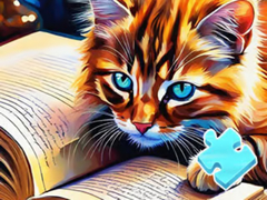 Mäng Jigsaw Puzzle: Cat Reading