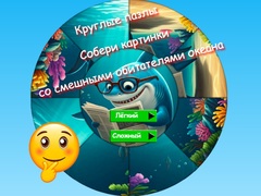 Mäng Round Jigsaw Puzzle Collect Pictures of Funny Ocean Inhabitants